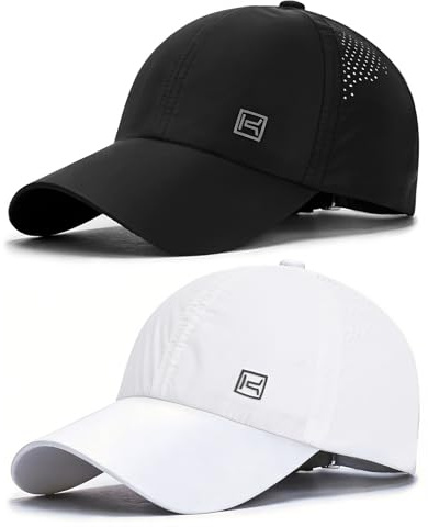AYPOW 2 Packs Unisex Schnell Trocknend Atmungsaktive Baseball Cap, UV-Schutz Leichte Faltbare Sommer Baseballkappe Laufmütze, Herren Damen Outdoor-Sportmütze Sonnenhut für Running Tennis Golf Reisen