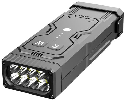 Vistnale Lampe de poche plate, lampe de poche d'auto-défense, LED rechargeable avec détecteurs caméra cachées briquet à arc pour voyage, camping, urgence (noir)