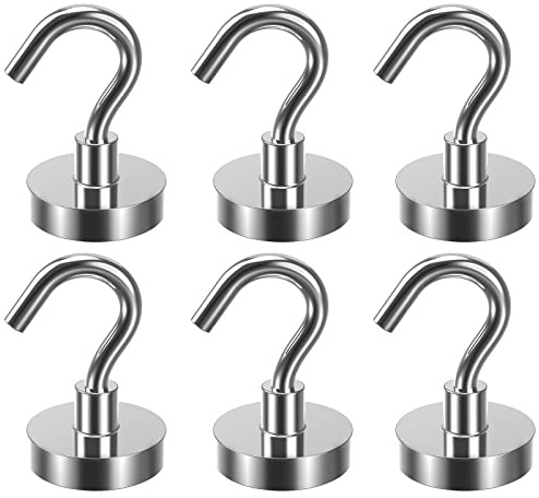 lictin 6 Teilen; starker Magnet Neodym Ultra Starke Magnethaken 32 mm Durchmesser 45 kg 100lbs Anziehungskraft