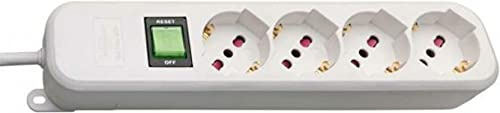 Multipresa Elettrica Salvaspazio BRENNENSTUHL Eco-Line 1150749124 - Ciabatta con Interruttore e 4 Prese Universali (IT10/16A - DE 16A) da Scrivania per la Casa o l'Ufficio - Cavo da 1,4 m, Bianco
