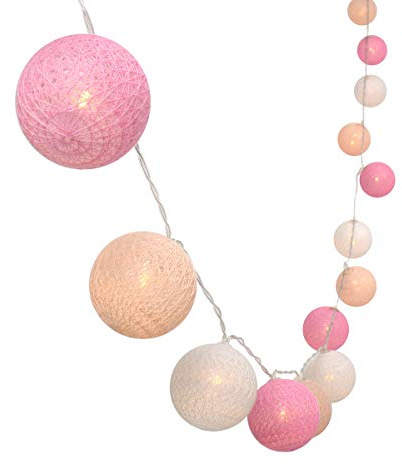 Gardeningwill 3M/10Ft 30 Pink White Ball LED Xmas Wedding Battery Operated String Fairy Light