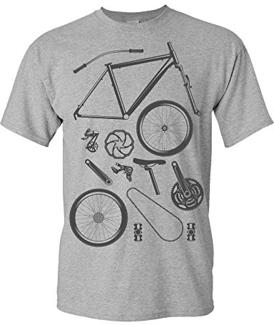 Baddery Fahrrad T-Shirt Herren - „Bike Parts“ | Bike Shirt für Radfahrer