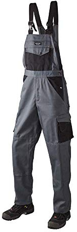 J.A.K. 1020750B088 Serie 10207 - Peto de trabajo (100% algodón, 50 L, talla 35/35), color gris y negro