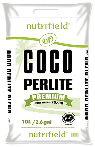 Nutrifield Coco Coir Perlite Mix 10 Liter - 70/30 Blend - Pre Buffered with Calcium, Organic Coconut Coir & Perlite for Plants - Hydroponic, Indoor & Outdoor, Grow Bags & House Plants