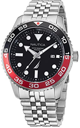 Nautica Men's Quartz Stainless Steel Strap, Silver, 22 Casual Watch (Model: NAPPBF145)