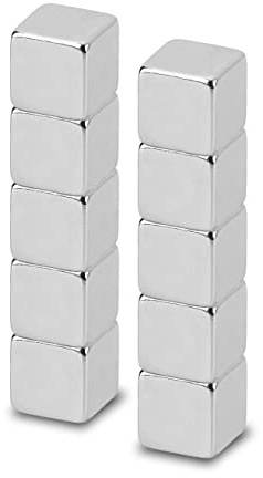 MAUL Magnetwürfel Silber 10er Set Neodym stark haftend | dezente Metalloptik, zuverlässiger Halt für Notizen, kompakte Würfelform, beidseitig nutzbar, ideal für Büro Küche Werkstatt