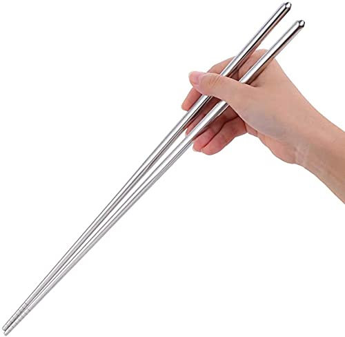 ZHANGZONG Bacchette Sushi Bacchette Cinesi Bacchette Giapponesi 1 Paia Allunga Bacchette in Metallo in Acciaio Inox, Bacchette Giapponesi.(Color:D;Size:36Cm)