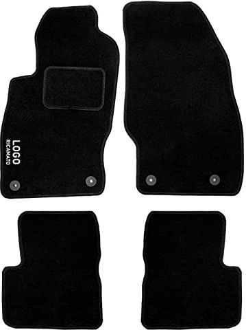 Auto Accessori Lupex | Juego de 4 Alfombrillas de Coche compatibles con Corsa D (2006-2014) con 4 Clips de fijación | Alfombras moldeadas de moqueta con Bordado en el Lado del Conductor