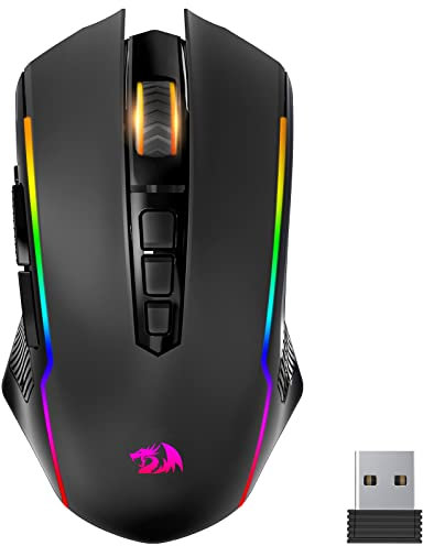 Redragon Gaming Mouse, Wireless Gaming Mouse with 9 Programmable Buttons, RGB Backlit, Rechargeable Wireless Mouse UP to 8000 DPI, Macro Edit, 70Hrs for Laptop, PC, Mac Gamer, Black M910-KS