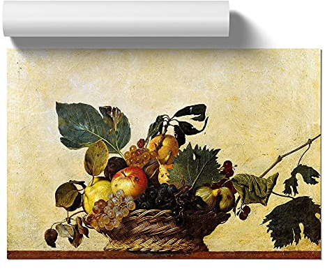 Fruit Basket By Caravaggio | Unframed Wall Art Print | Ready to Frame Poster | Modern Home Decor Picture | Artwork for Living Room, Bedroom, Kitchen or Office | A4 (21 Ã— 29.7 cm)