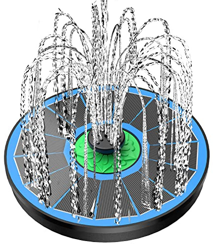 Yzert Solar Fountain Full Glass Panel No Battery, 3.5W Solar Bird Bath Fountains with 4 Fixed Rods & 7 Nozzles, Solar Fountain Pump for Bird Bath, Garden, Pond, Pool, Patio,Hummingbird