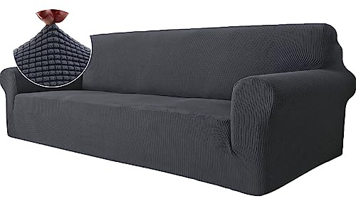Ystyle Funda Sofa 4 Plazas, Ajustables Fundas Sofa Elasticas, Protector Sofa Gatos Arañazo y Perros Mascotas, Funda de Sofá con Reposabrazos Antideslizante Antimanchas Lavable, Gris