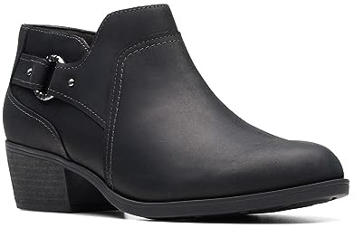 Clarks Botines Charlten Grace para mujer, negro, cuero (Black Oily Leather), 37 EU