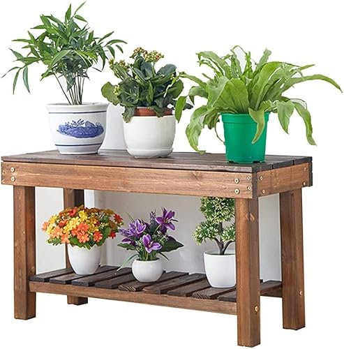 Blumenständer aus Massivholz, mehrschichtiges Gestell, Korrosionsschutz, aufrecht, Stabilität, vergrößerte Plattform, Wohnzimmer, Balkon, braun, 20 Spezifikationen (Color : Brown, Size : 100cmx40cmx60