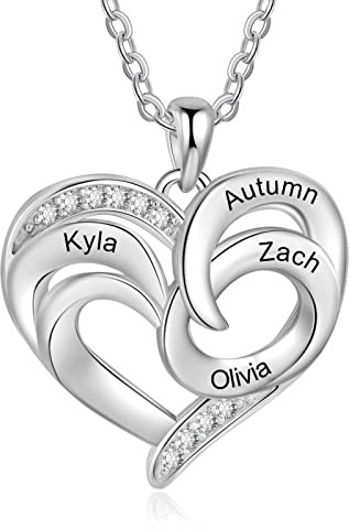 kaululu Kette Damen Personalisiertes Kette mit Namen Gravur Herz Sonnenblume Anhänger Namenskette für Mama Frau Mädchen Muttertagsgeschenk Personalisierter Schmuck