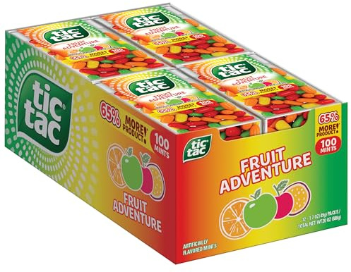 Tic Tac Fruit Adventure Mentas, 12 piezas, refrescos para llevar, rellenos de Navidad, 50 ml cada una