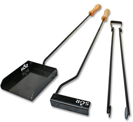 Premium Fireplace BBQ Pit Tools Set | Fire Poker, Tong, Brush and Shovel Included (Fire Poker, Tong, and Shovel Included.)