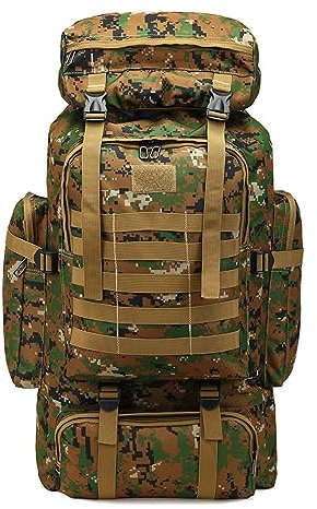 RVUEM Wanderrucksack FüR MäNner, 80L MilitäRtaschen Mit GroßEm FassungsvermöGen, Wasserdichter Fluchtrucksack, Notfallrucksack, FüR Reisen Camping Jagd Trekking Klettern,004,72 * 34 * 17CM