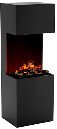 GLOW FIRE Wasserdampf Kamin Beethoven (Standkamin) - Elektrokamin mit realistischen LED 3D-Flammen, Knistereffekt & Fernbedienung, 60x170x50 cm - Opti-Myst 600 Elektro Kamin mit Holz-Deko, Schwarz