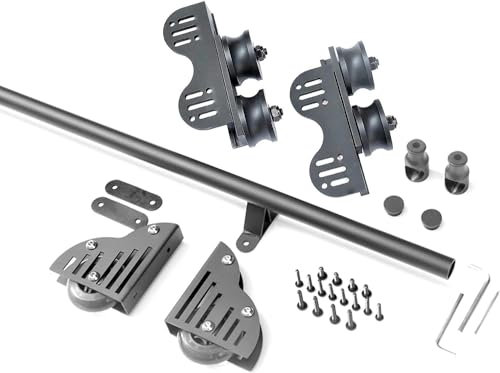 3,3FT-20FT Schiebe-Bibliotheksleiter-Hardware-Kit - Teleskop-Oberrolle, Rollleiter-Hardware-Schienen-Kit Schiebe-Scheunentor-Schienen-Kit für Zuhause/Innenraum/Loft (ohne Leiter) (