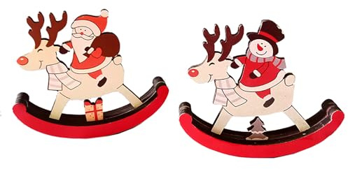 WRTN 2Pcs Adornos de Navidad Caballo Balancín Decoración, Decoración de Mesa de Navidad Colgando para Estantes Mesas()