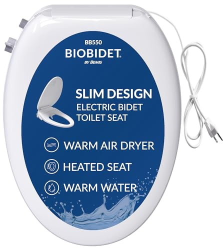 Bio Bidet BB550 Heated Bidet Seat with Warm Water Wash & Air Dryer, Night Light, Low Profile Design, Elongated