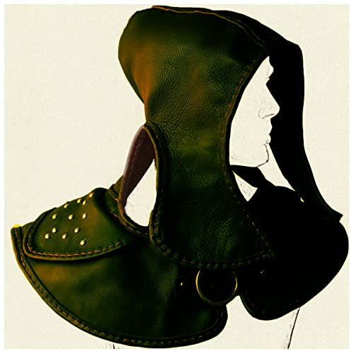 Mittelalterlicher Kapuzenschal aus weichem PU-Leder mit verstellbaren Schnallen, Retro-Kapuzenschal für Männer, Kostümzubehör, für Halloween, Cosplay, mittelalterlicher Stil (Schwarz)