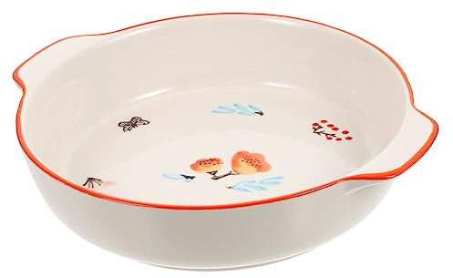 IMIKEYA Ceramic Baking Pan 9-inch Round Baking Tray Floral Pattern Non-toxic Ceramic Bakeware Oven Safe for Air Fryer and Oven Cooking