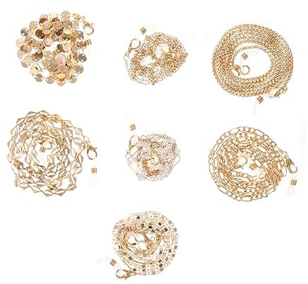 PACKOVE 7st Brillenkette Maskenkette Schnapsgläser Perlen Fräulein Metallbeschichtung Gesichtsmaske