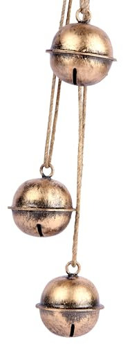 MesuBari Hängende Glocken Metall Gold Glocken Set von 3 Vintage Glocken mit Jute Hängeseil Weihnachtsglocken für Hochzeit Party Weihnachtsbaum Kranz Türdekoration, 59,7 cm