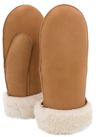 Rohn Moden Lammfell Handschuhe Nepal cognac für Damen und Herren, Fäustlinge, Fausthandschuhe in Premiumqualität aus mongolischem Lammfell