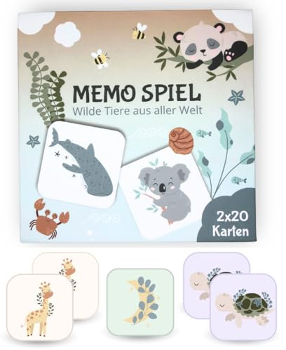 LUNALIA Memo - Spiel ab 2 Jahre, Montessori Spielzeug, Lernspiel, Geschenk Junge und Mädchen, Kinderspielzeug, 40 Karten, Reisespiel, Magnetbox, Gedächtnis- und Denkförderung
