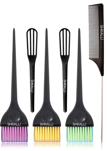 Set di strumenti per la colorazione dei capelli - Pennello largo per colorare i capelli con setole morbide e design a doppia fila. Mini agitatore per crema colorata per capelli, pettine a coda