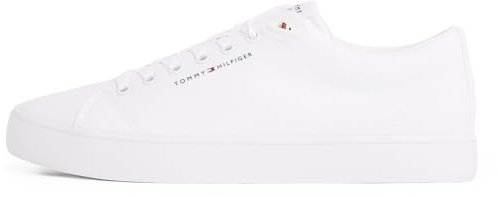 Tommy Hilfiger Men’s Core Canvas Low Top Vulcanised Trainers, White (White), 7