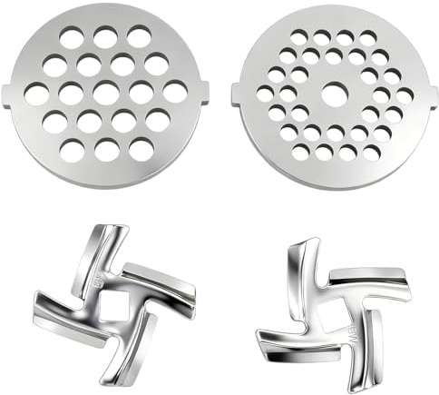 Tissting 4 Piezas de Cuchillas y Platos para Picadora de Carne - Accesorios de Acero Inoxidable para Moler Alimentos, Repuesto Compatible con Picadoras de 55mm