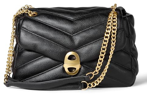 Amazon Essentials Sac à Rabat Matelassé Doux Femme, Similicuir Noir, Taille unique