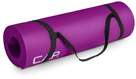 CAP Barbell Yoga Mat 1/2 Thick with Carrying Strap - High Density Exercise Mat for Yoga, Pilates, Stretching, Floor & Fitness Workouts - 68''x24''x1/2 | Wine