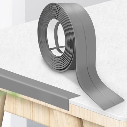 Hengrongshen Sockelleiste Selbstklebend, PVC Weichsockelleiste 20 mm x 20 mm x 6 m, Flexible Leisten Selbstklebend Geeignet für Büros, Arbeitszimmer, Küchen, Badezimmer (Grau)