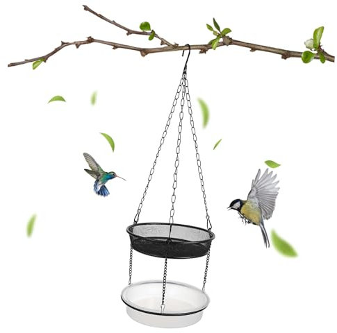 TOYANDONA Hängender Vogelfutterspender Aus Gusseisen Mit Doppeltem Futterteller Für Wildvögel Im Garten Und Dem Balkon Große Kapazität Robustes Design Für Vogelbeobachtung