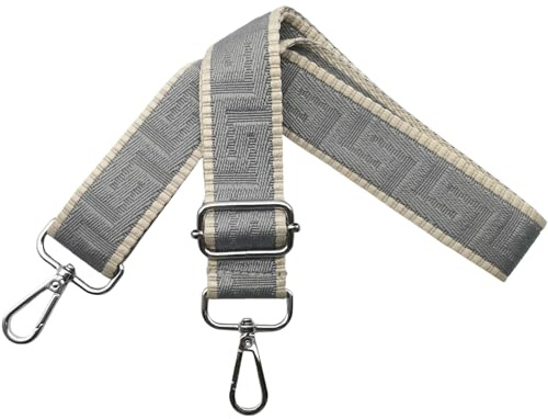 Axelrem för väska fickremmar för ombyte, justerbar väskrem bred 3,8 cm med silver karbinhake – fickband axelrem bärrem för handväskor kvinnor, grå, K42