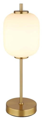 GLOBO Tischlampe Nachttischlampe Tischleuchte messing Wohnzimmerlamp Glas opal H 40 cm