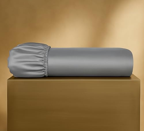 Seralino Mako Satin Spannbettlaken 160x200cm Baumwolle Grau Dunkelgrau| 100% Bio Baumwolle Leinentuch 160x200| weiches Spannbetttuch 160x200| Bettlaken 160 x 200 für Matratze bis 30cm