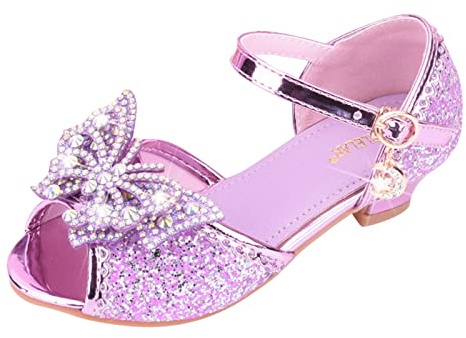 Zapatos De Princesa Niñas De Tacón Bajo - Moda Lindo Lazo Zapatos De Vestir Boca De Pescado Cómodos Zapatos De Boda Zapatos De Noche Zapatos De Fiesta De Fiesta De Fiesta Festivo, Lila1, 29 EU