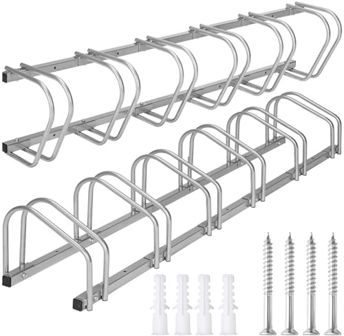 tectake® Support Vélo, Râtelier en Acier laqué pour 6 vélos, 161 x 28,5 x 26 cm, Rack pour des largeurs de pneus de 35 à 60 mm, Vélos électriques VTT Support Velo Sol et Mural Range Velo