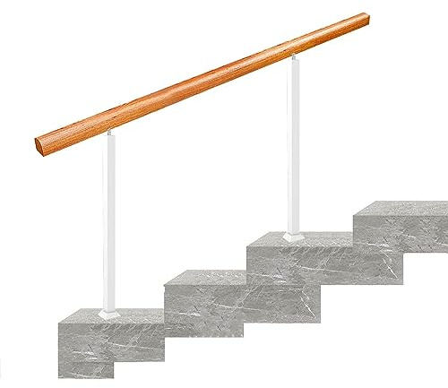 Ensemble de 3 à 4 balustrades en bois pour marches de sécurité pour terrasses et patios en béton avec kit d'installation – et élégant