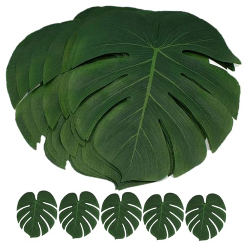 VICASKY 36 Pezzi Foglie Tropicali Monstera Decorazioni Artificiali per Festa Hawaiana Matrimonio Bar
