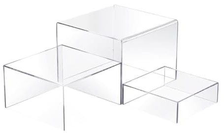 Espositore in acrilico, alzate per buffet, Set di 3 alzate for buffet e dessert, espositori for dessert a cubo in acrilico, supporto for espositori, alzata for buffet a incastro con cubo lucido