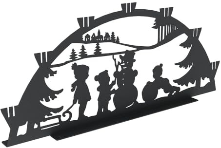 KNOBLOCH Schwibbogen aus Metall Winter-Motiv | für Innen | Schwarz | Outdoor | Weihnachtsdeko für Fenster, Garten und Balkon | Weihnachtsbeleuchtung (60 cm, Schneemann)