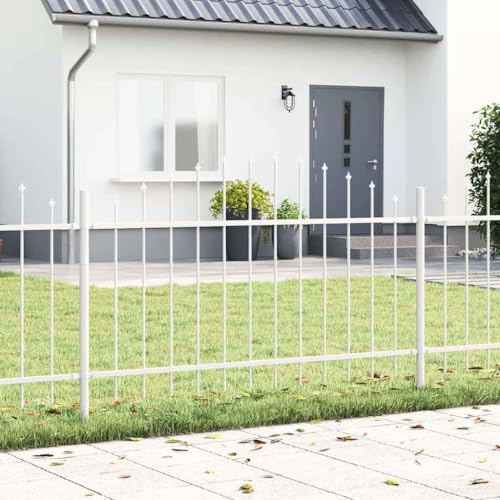 QJBSAVVA Gartenzaun Weiß 680x100 cm pulverbeschichteter Stahl mit modernem Design Robust und langlebig für Garten Terrasse und Balkon