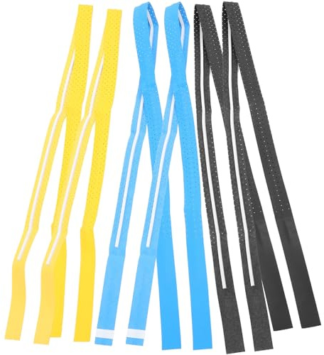 BUGUUYO Set 6 Pezzi Nastri Antiscivolo per Impugnatura Racchette da Badminton e Tennis Nastro Elastico Antisudore in PU Resistente Accessori per Sport Racchetta e Baseball Adatto per